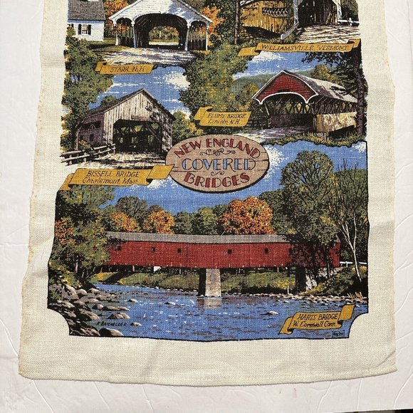 VTG Kay Dee Vintage Kitchen Towel New England Covered Bridges Linen Batchelder - Picture 4 of 8